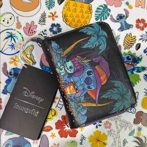 Disney Loungefly Black and Purple Stitch Wallet